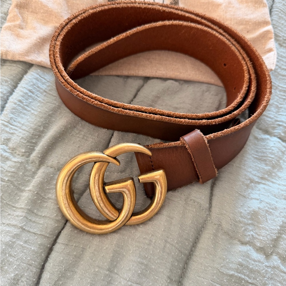 Gucci Brown Belt with Gold GG Buckle